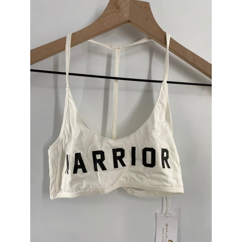 NWT SPIRITUAL GANSTER SPORT BRA ELEVATE TOP "WARRIOR " MEDIUM WHITE BLACK